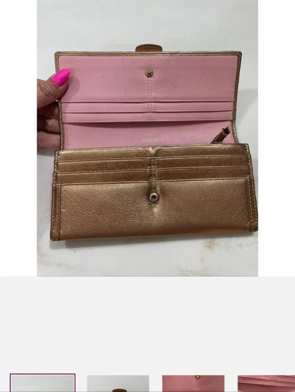 Coach Leather bronzed color wallet